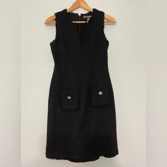 karl lagerfeld black tweed dress Chanel